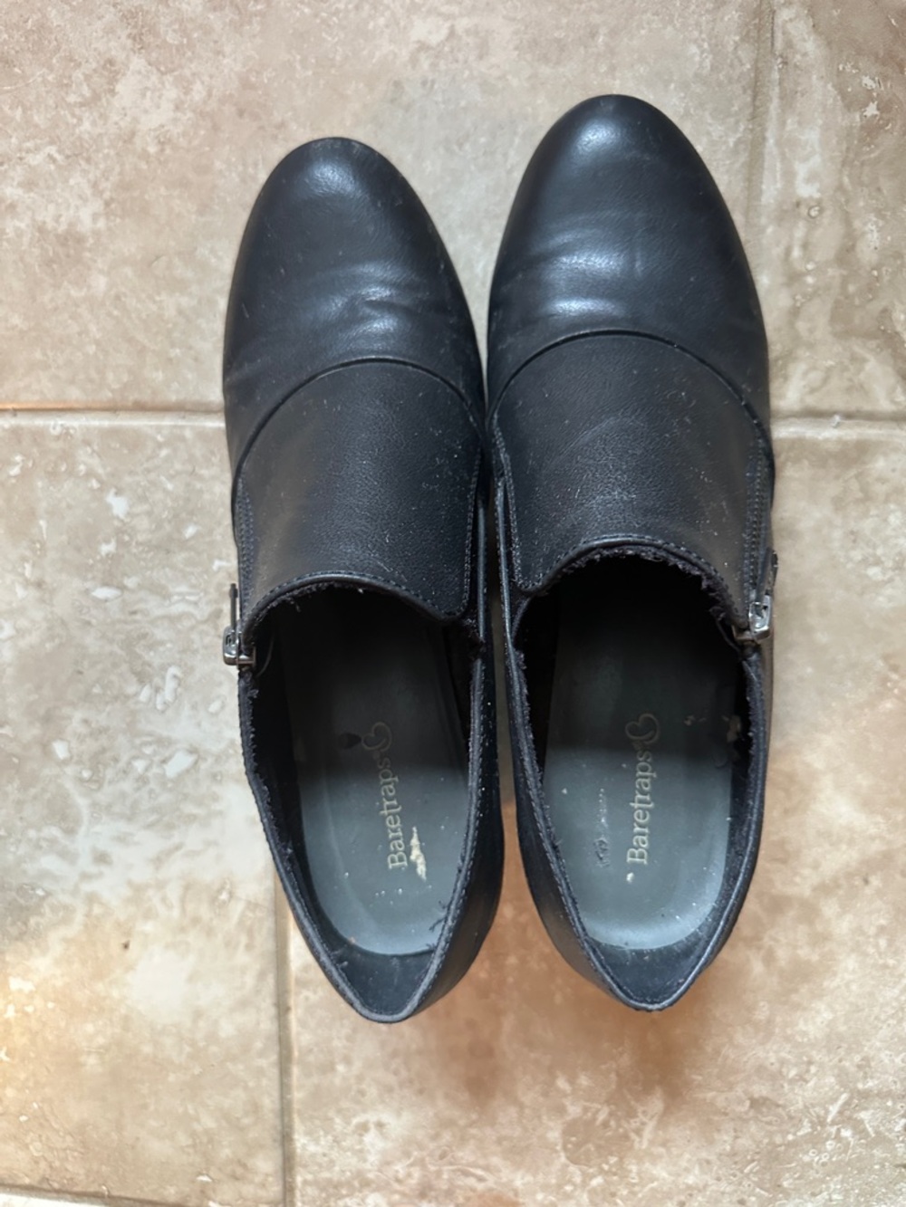 Baretraps Women’s Black Leather Slip-On Dress Shoes with 1 1/2 - 2 inch Heel